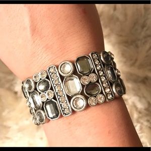 Silver and diamond stone bracelet